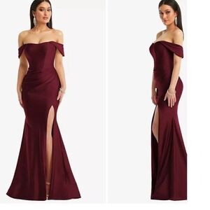 CYNTHIA & SAHAR size S Off-the-Shoulder Corset Stretch Satin Mermaid Dress prom